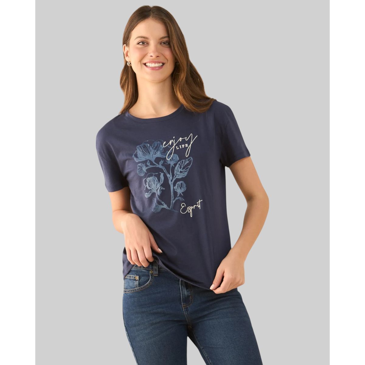 ESPRIT - Esprit Camiseta para Mujer Estampada - Blusa para Dama Diseño Floral