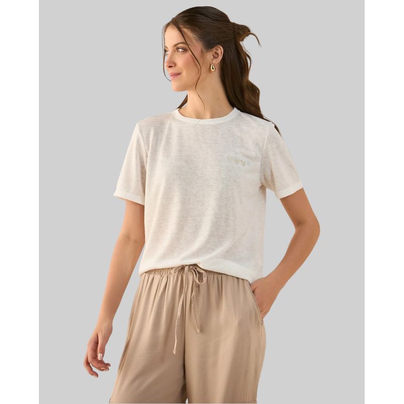 ESPRIT - Camiseta Esprit Mujer con Leve Transparencia