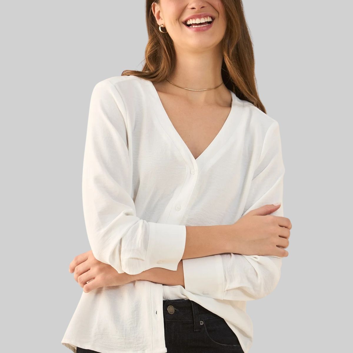 ESPRIT - Esprit Camisa para Mujer con Escote en V - Blusa para Dama Básica