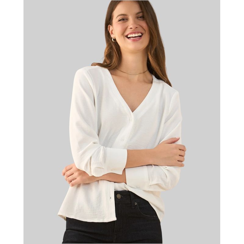 ESPRIT - Camisa Esprit Mujer con Escote en V