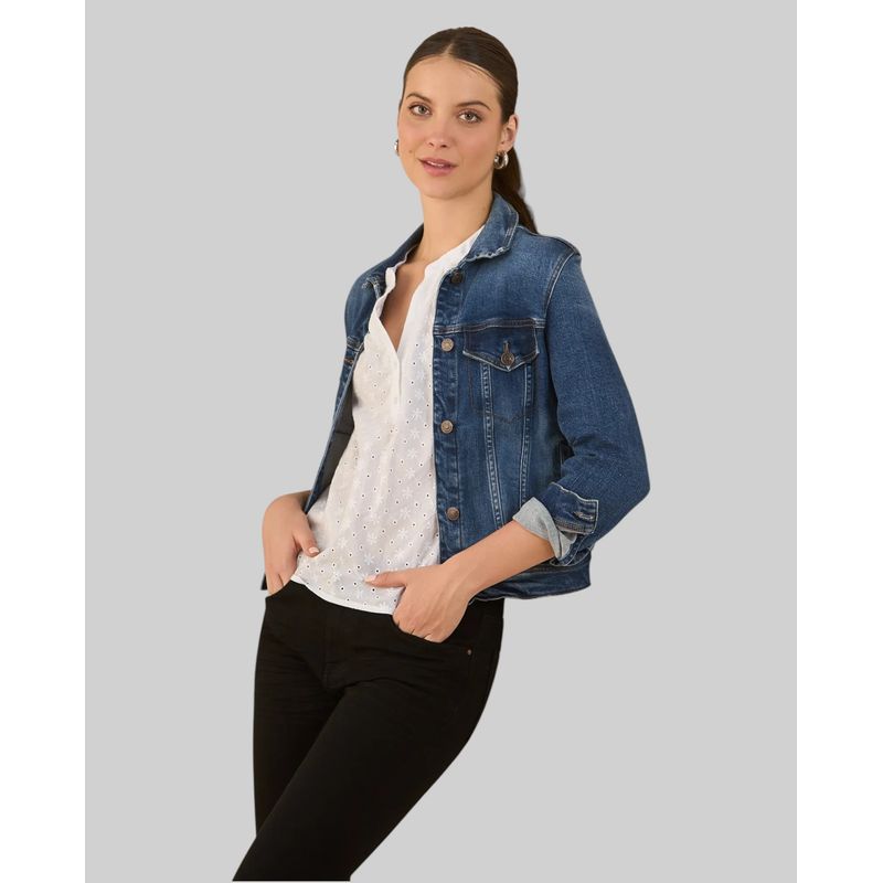 ESPRIT - Camisa Esprit Mujer con Detalles Desagujados de Flores