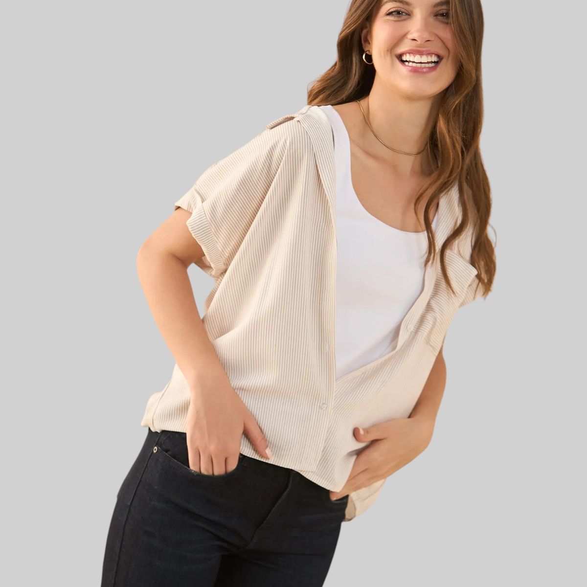 ESPRIT - Esprit Camisa para Mujer a Rayas - Blusa para Dama Versátil