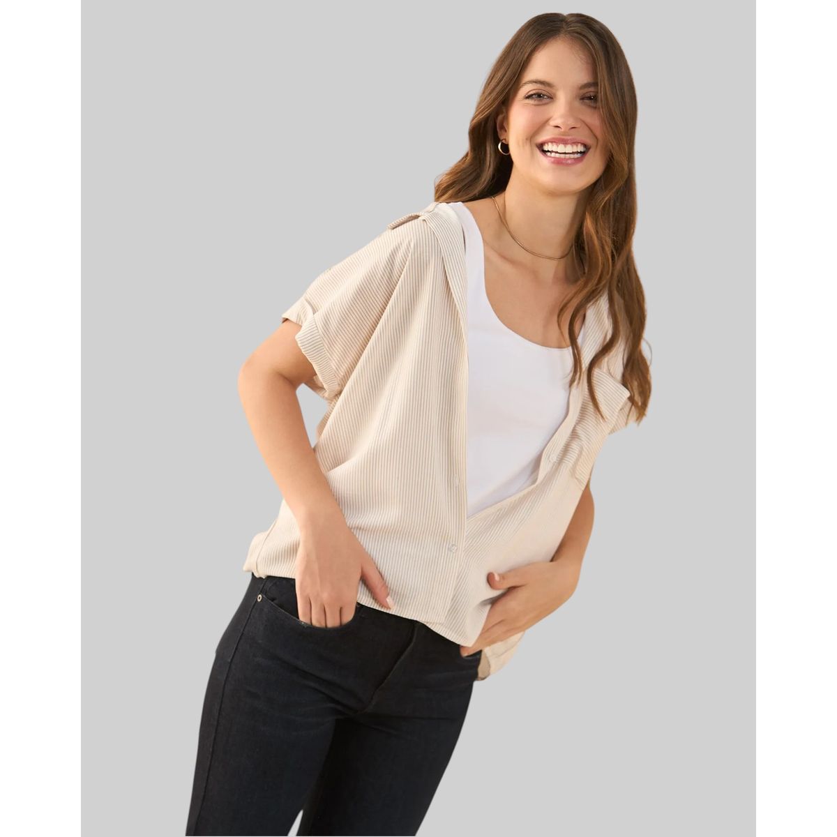 ESPRIT - Esprit Camisa para Mujer a Rayas - Blusa para Dama Versátil