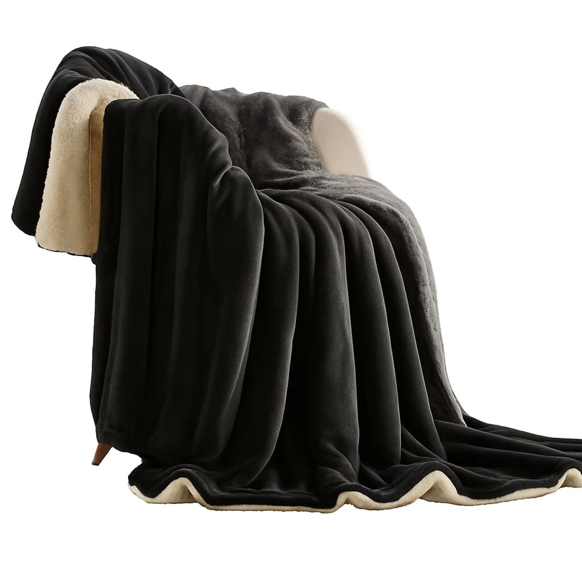 GENERICO - Cobija Sherpa Ovejera Premium Cama King 240x260 Gris Oscuro