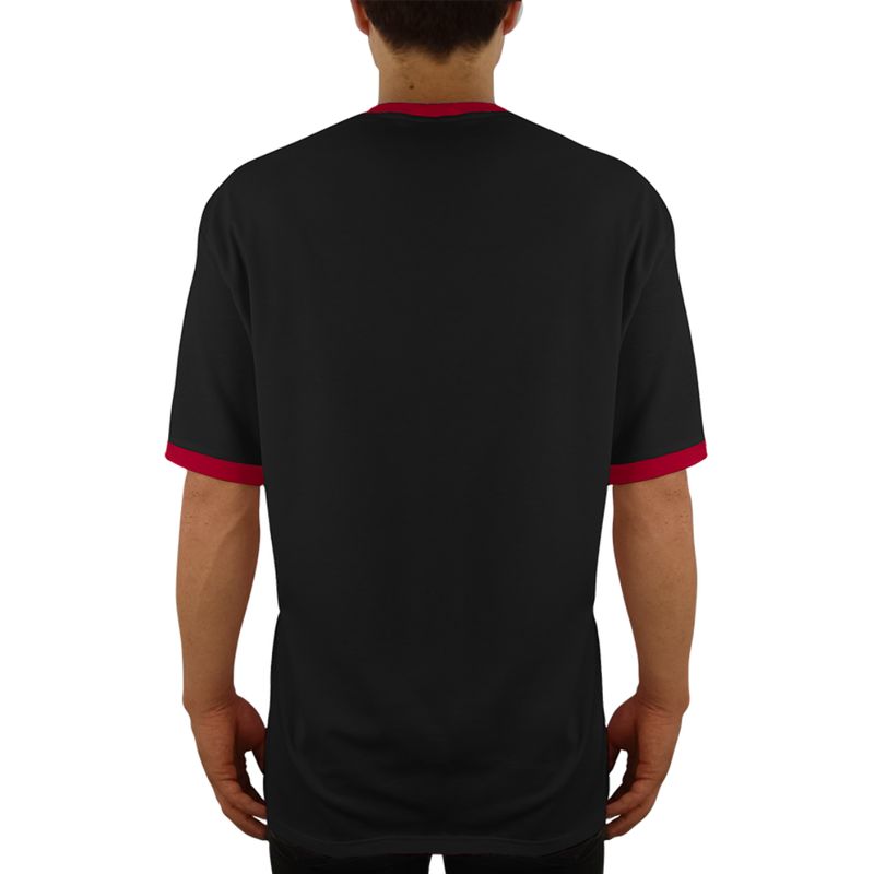 FUERA DEL MOLDE - Camiseta Clásica Básica Premium Bicolor Unisex Negro Rojo