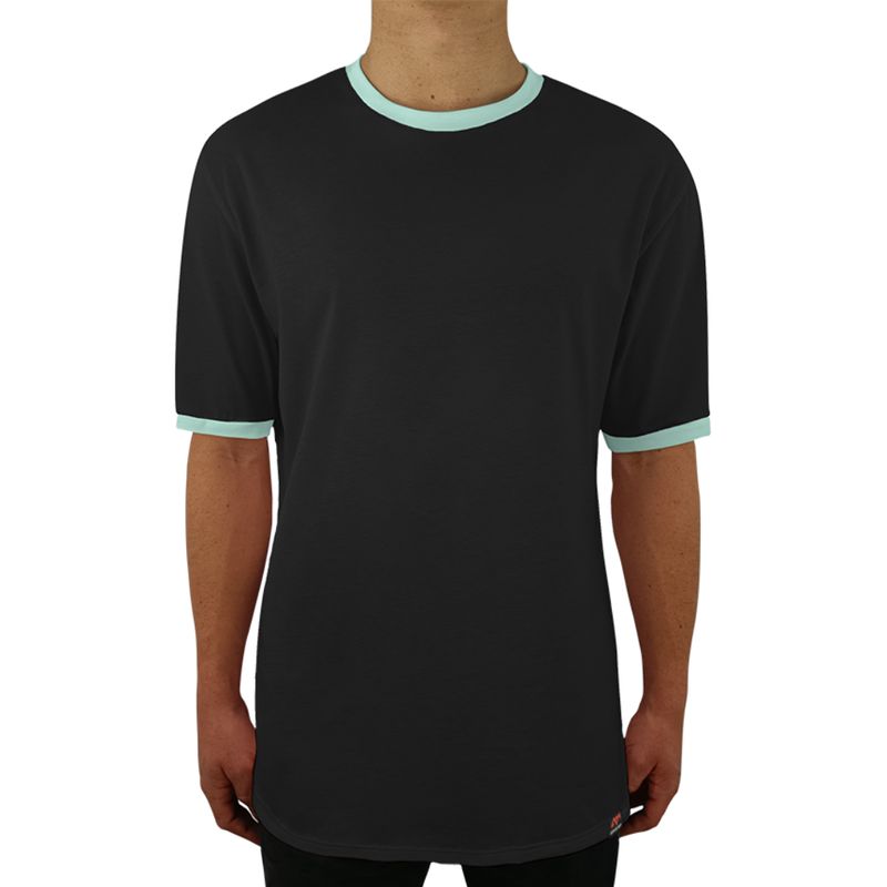 FUERA DEL MOLDE - Camiseta Clásica Básica Premium Bicolor Unisex Negro Verde Menta