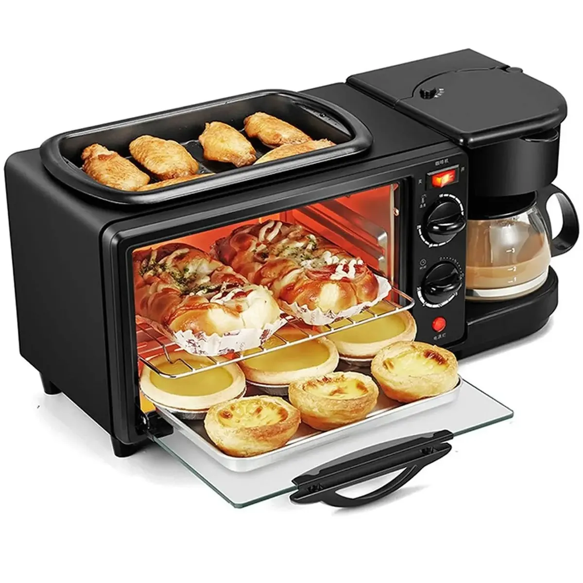 SOKANY - Máquina desayuno 3 en 1 cafetera + horno +parrilla