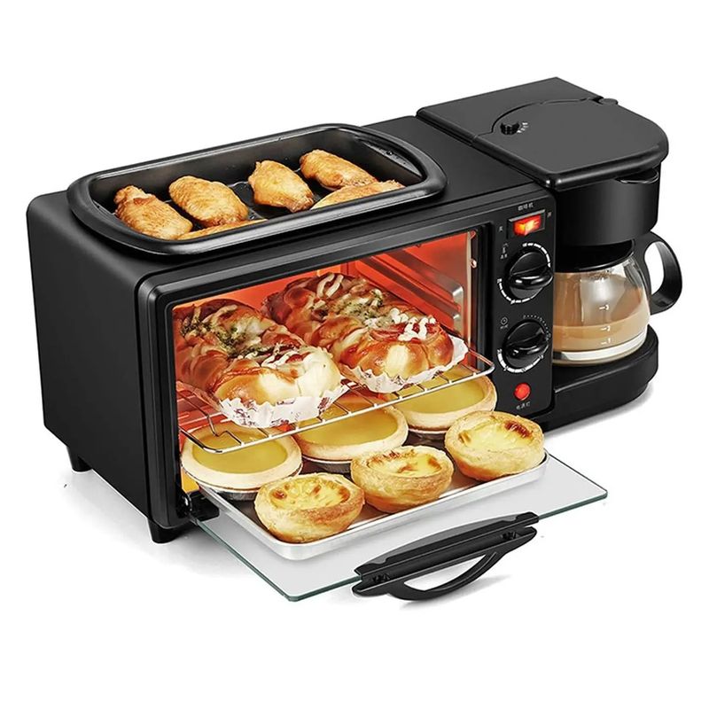 SOKANY - Máquina desayuno 3 en 1 cafetera + horno +parrilla