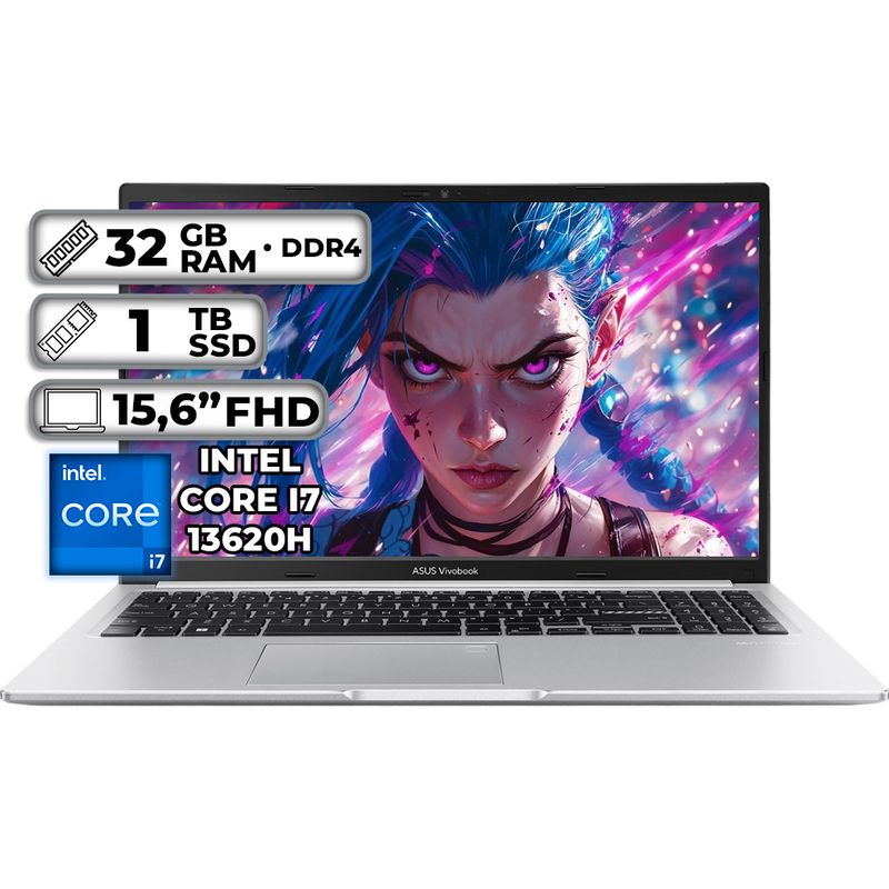 ASUS - PORTÁTIL ASUS X1502VA-NJ893 INTEL CORE I7-13620H 32GB RAM 1TB SSD 156 FHD COOL SILVER