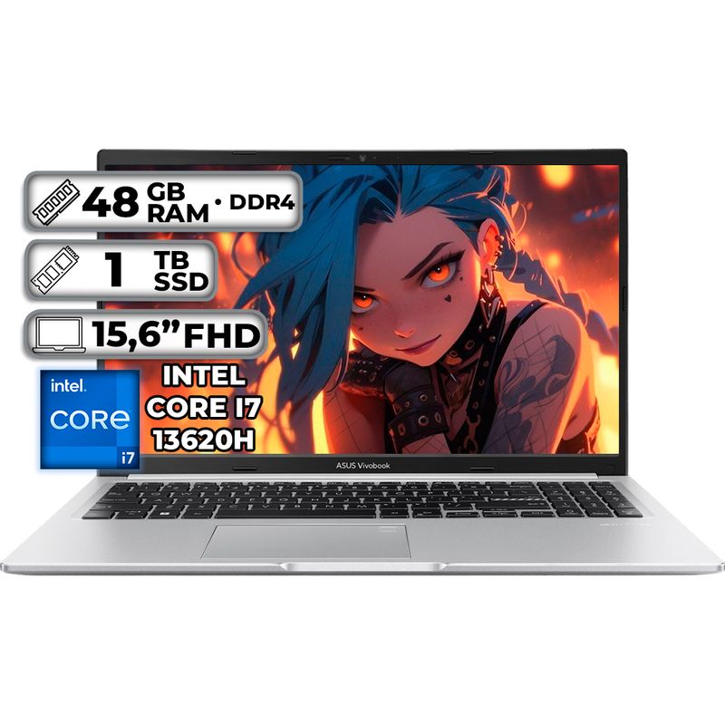 ASUS - PORTÁTIL ASUS X1502VA-NJ893 INTEL CORE I7-13620H 48GB RAM 1TB SSD 156 FHD COOL SILVER