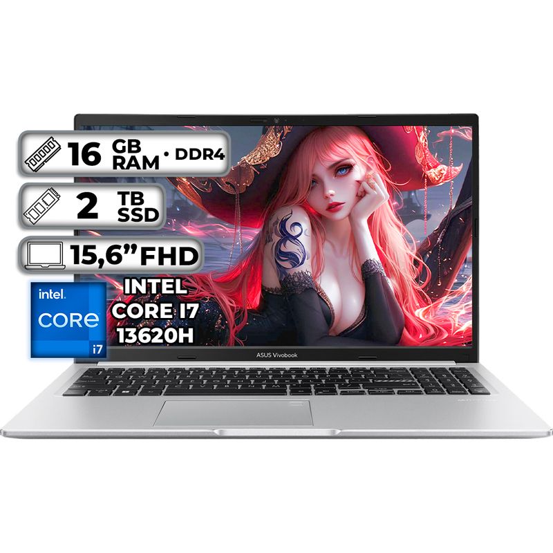 ASUS - PORTÁTIL ASUS X1502VA-NJ893 INTEL CORE I7-13620H 16GB RAM 2TB SSD 156 FHD COOL SILVER