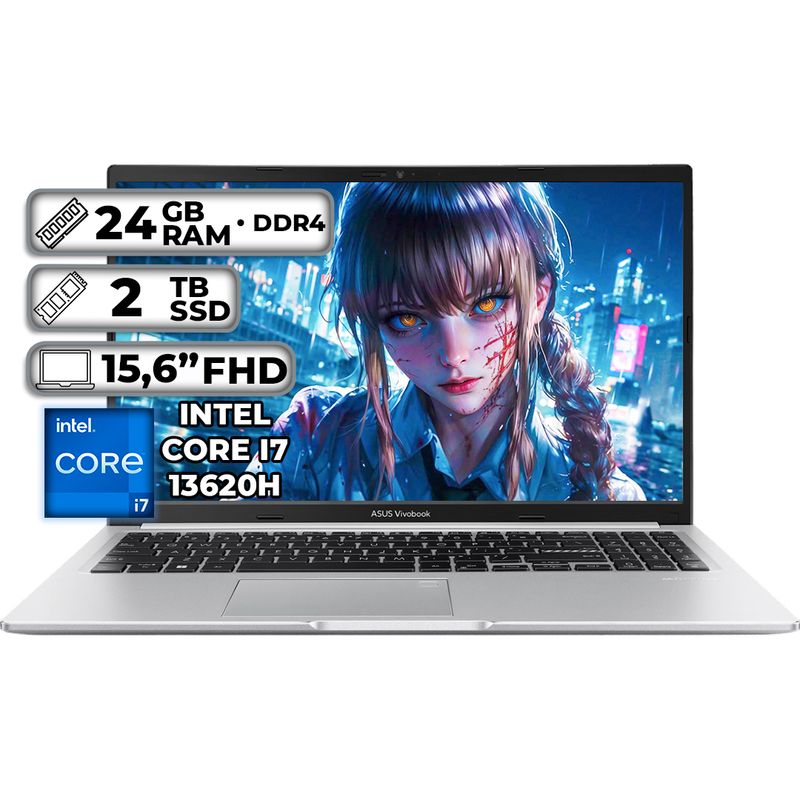ASUS - PORTÁTIL ASUS X1502VA-NJ893 INTEL CORE I7-13620H 24GB RAM 2TB SSD 156 FHD COOL SILVER