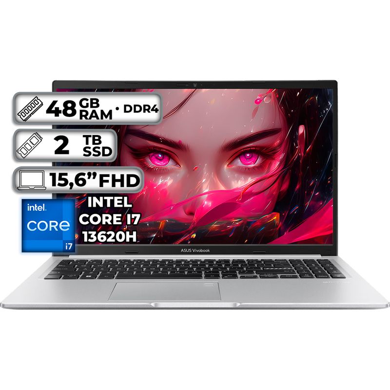ASUS - PORTÁTIL ASUS X1502VA-NJ893 INTEL CORE I7-13620H 48GB RAM 2TB SSD 156 FHD COOL SILVER