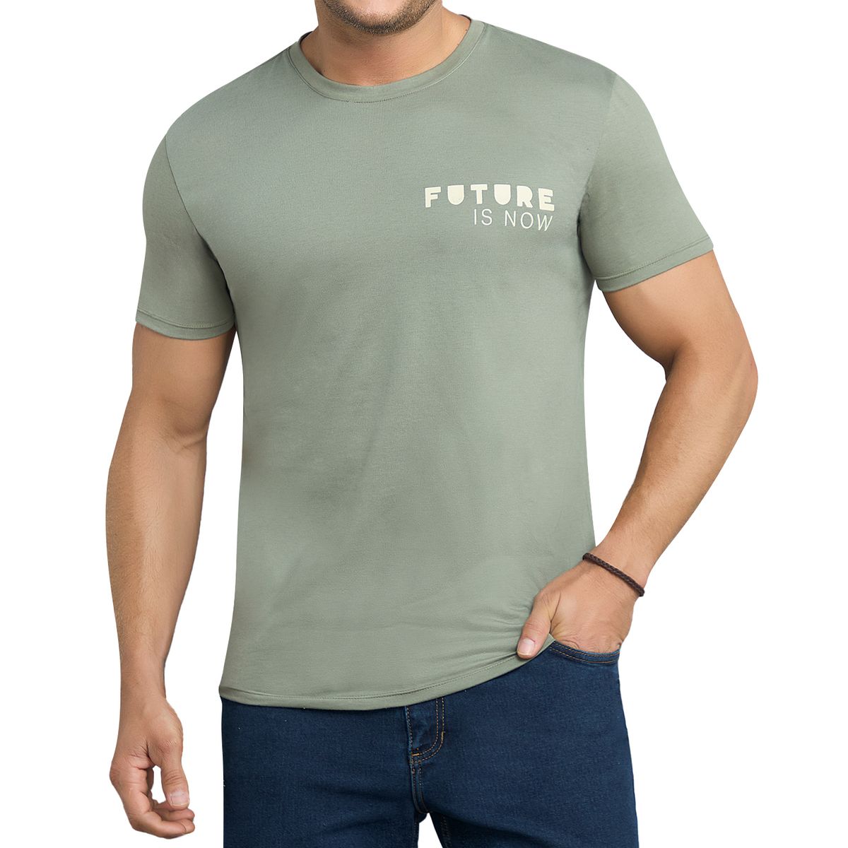 CROYDON - Camiseta Julio Estampada Verde Militar Croydon para Hombre