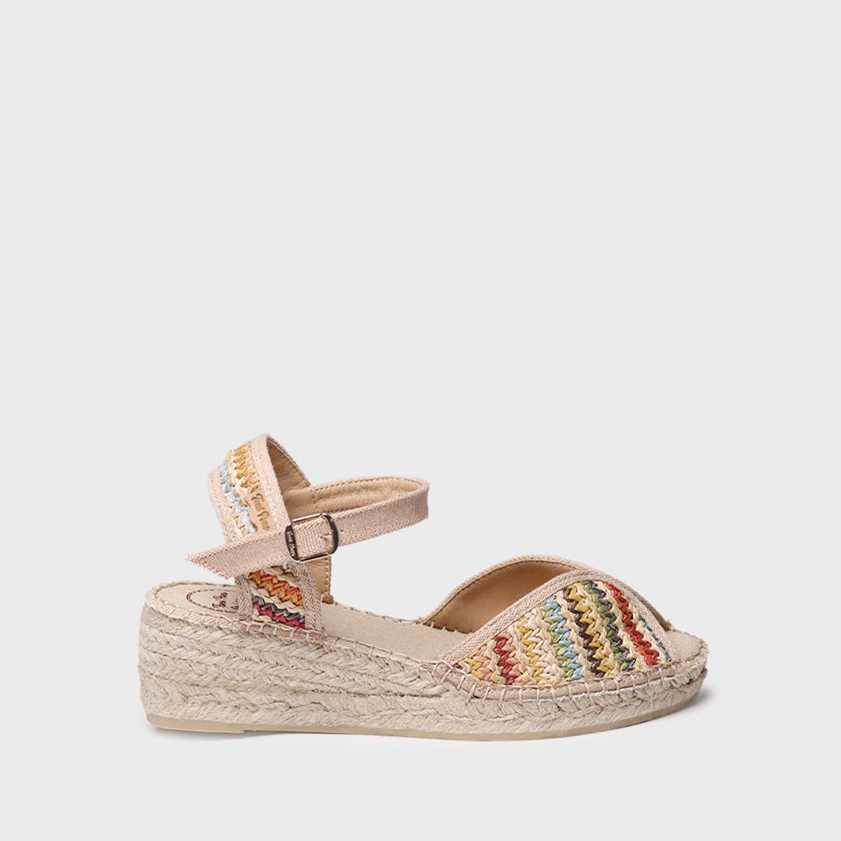 TONI PONS - Alpargata de mujer con cuña media en rafia multicolor  BELLA-MA