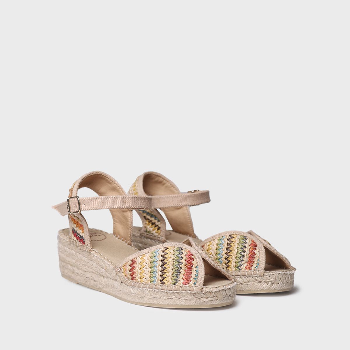 TONI PONS - Alpargata de mujer con cuña media en rafia multicolor  BELLA-MA