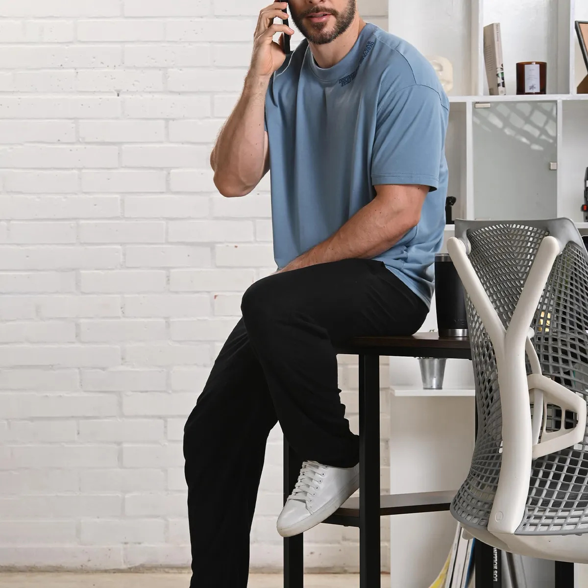 BELIFE - Pantalón cargo negro en algodón para hombre