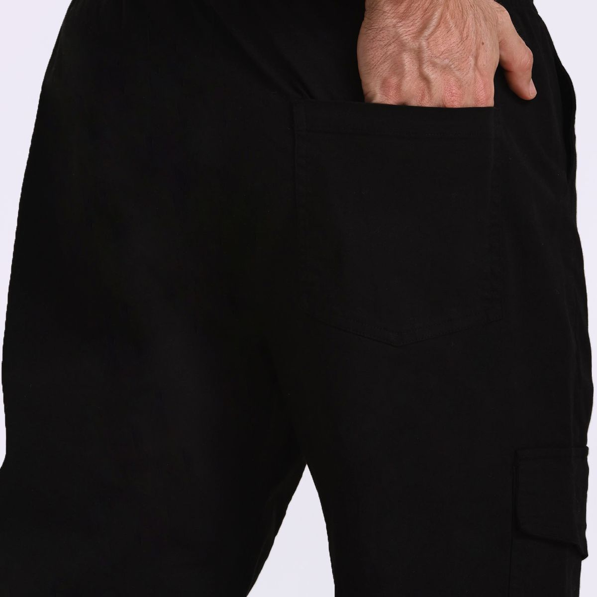 BELIFE - Pantalón cargo negro en algodón para hombre