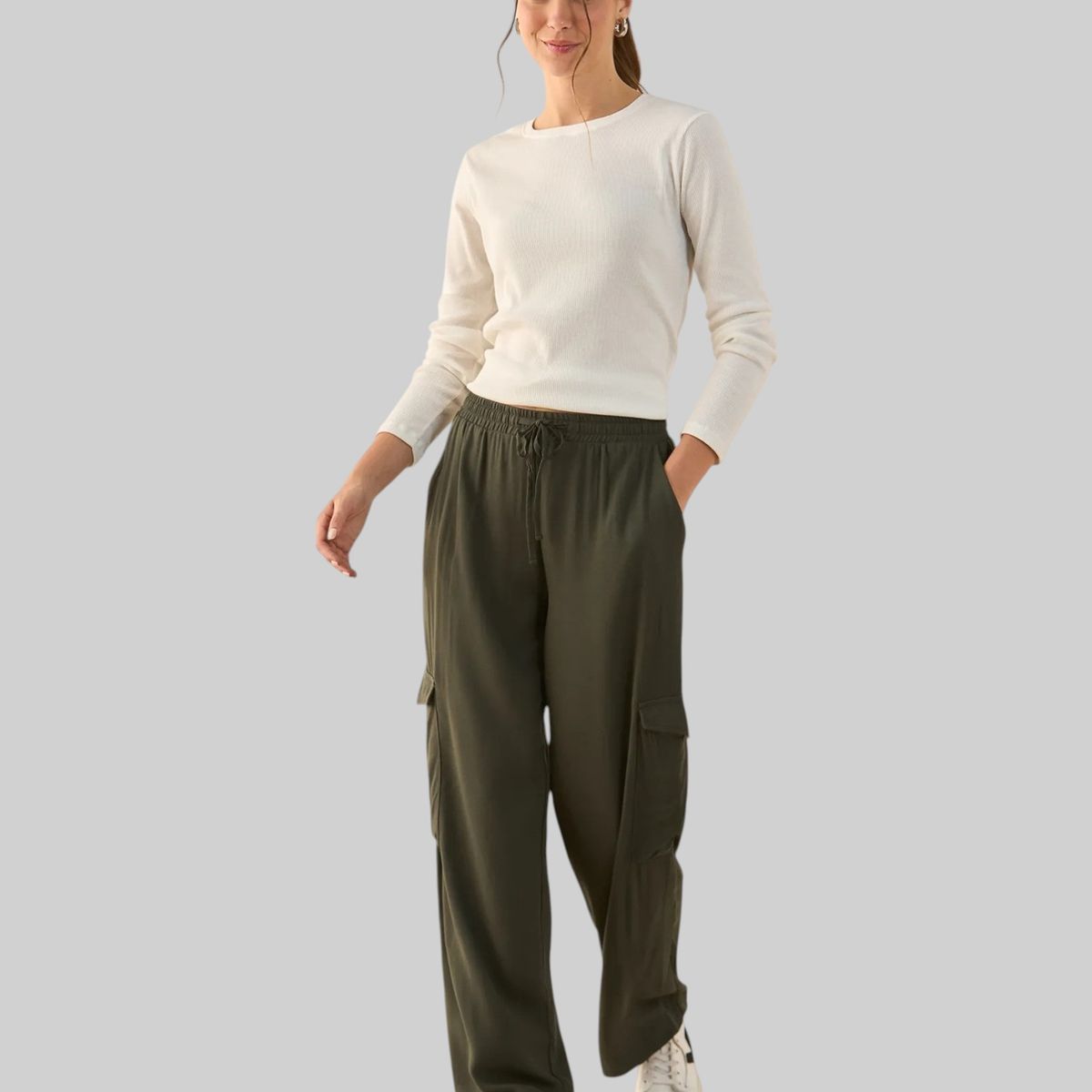 ESPRIT - Esprit Pantalón para Mujer Tela Fuida y Elástico