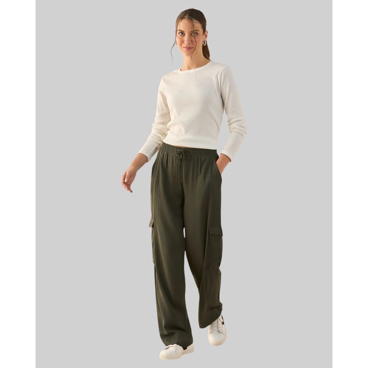 ESPRIT - Esprit Pantalón para Mujer Tela Fuida y Elástico