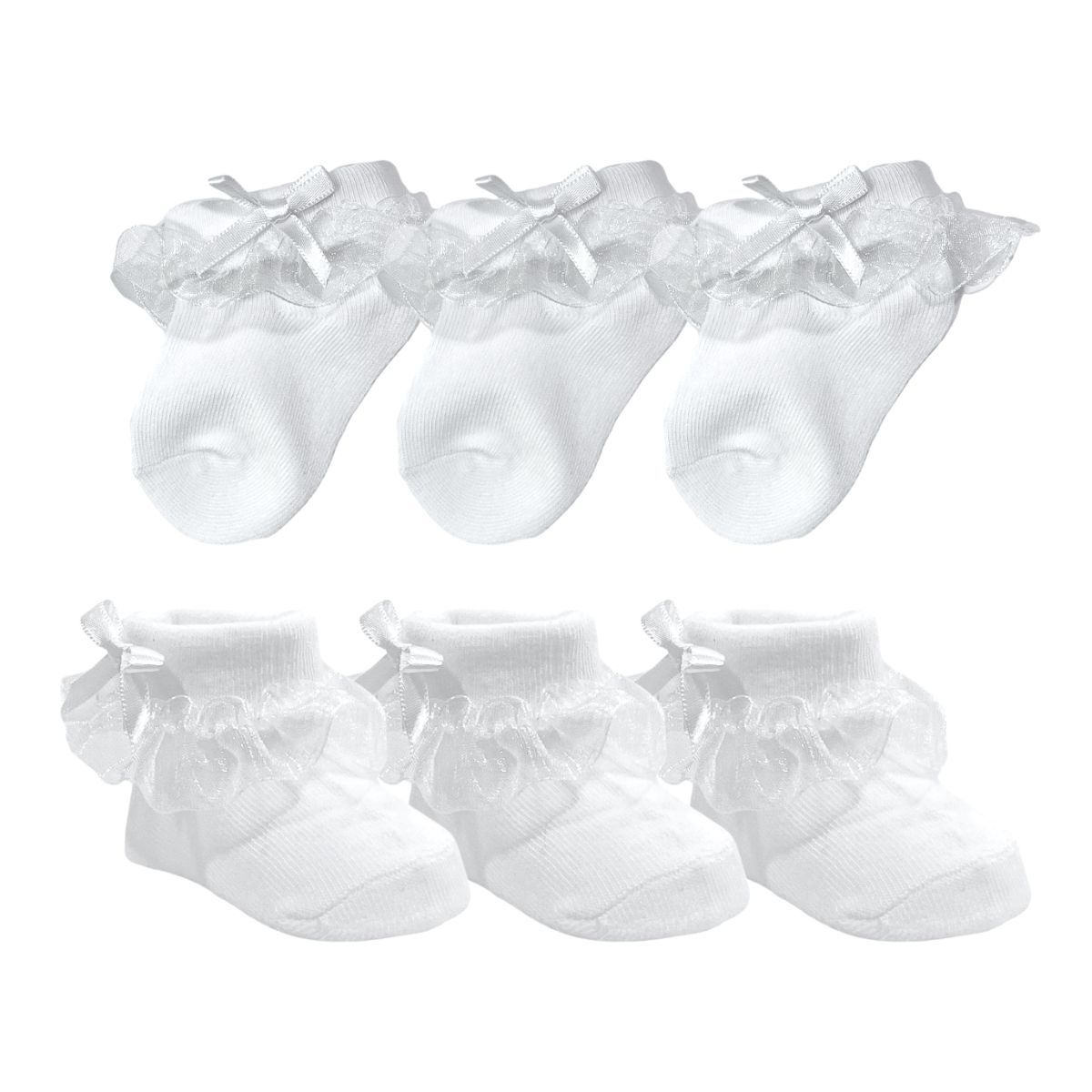 MUNDO BEBE - Medias Blancas Con Encaje Elegantes bebe x3 Niña