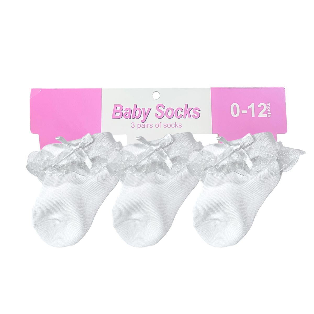 MUNDO BEBE - Medias Blancas Con Encaje Elegantes bebe x3 Niña