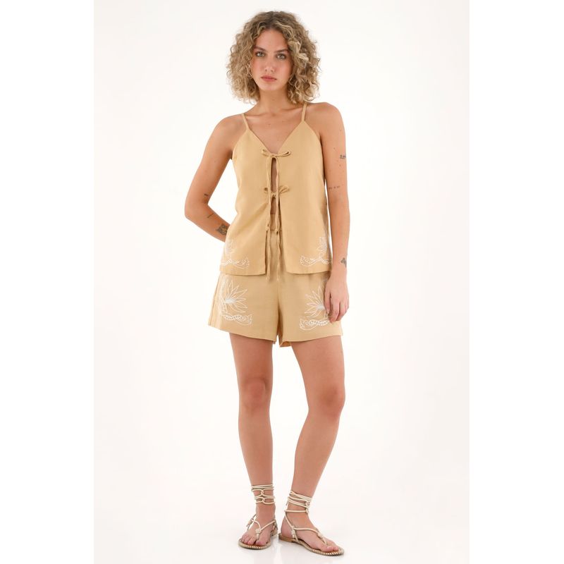 TOPMARK - Short con estampado decorativo café para mujer