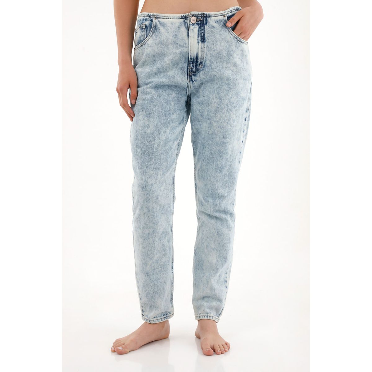 TENNIS - Jean Mom tiro bajo sin pretina para mujer