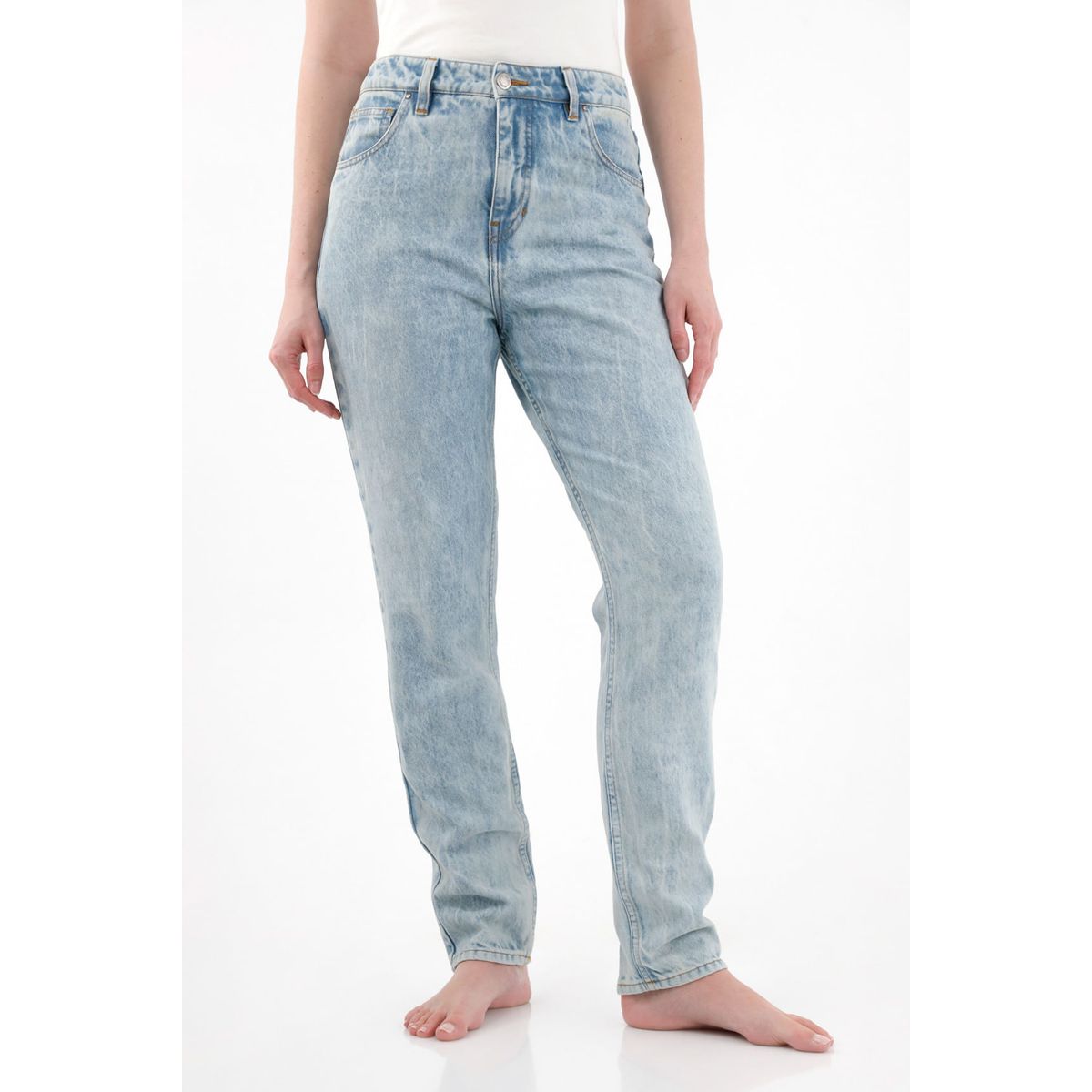 TENNIS - Jean Mom en 100% algodón tono claro para mujer