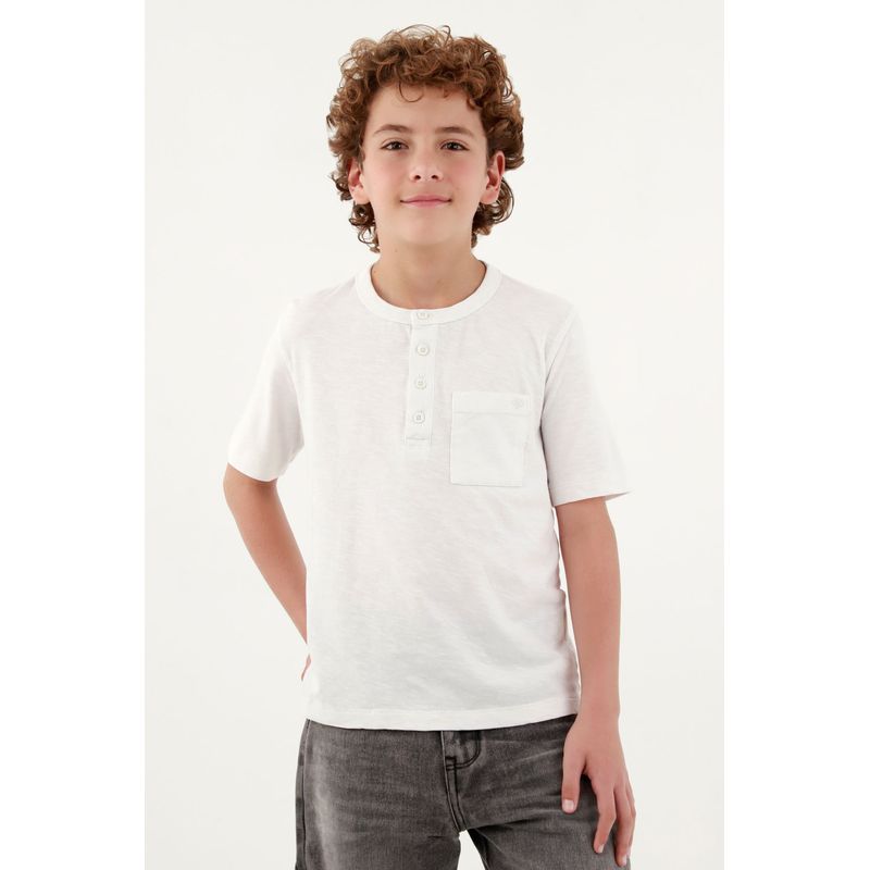 TENNIS - Camiseta azul con mini bordado para niño