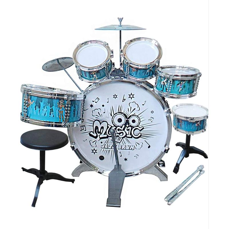 GENERICO - Bateria infantil 6 tambores juguete musical color azul