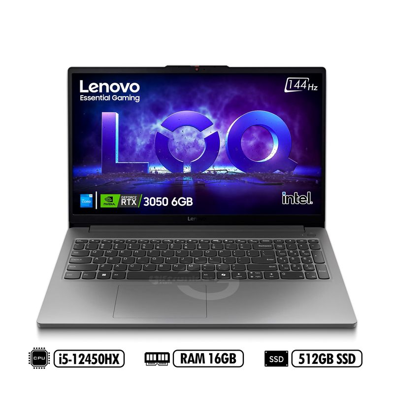 LENOVO - Portátil Gamer LENOVO LOQ 156 FHD 15IAX9E Intel i5-12450HX RAM 16GB DDR5 512GB SSD RTX3050 6GB GRAY