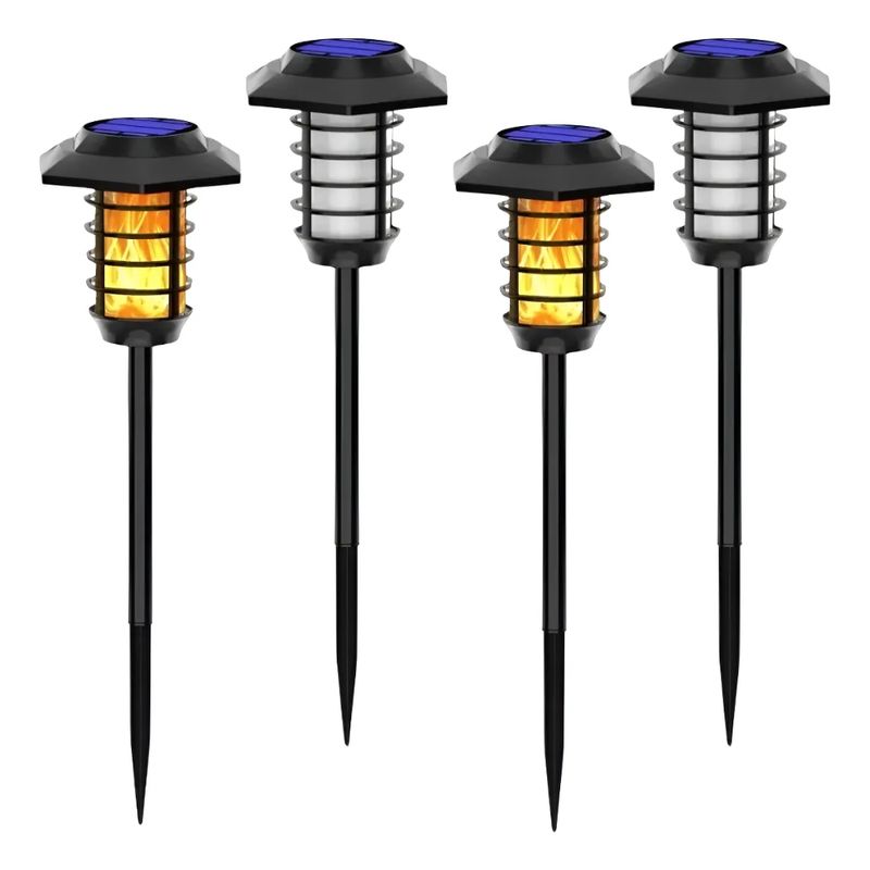 GENERICO - 4 Lámparas Solares En Forma De Antorcha Para Jardín Ip65