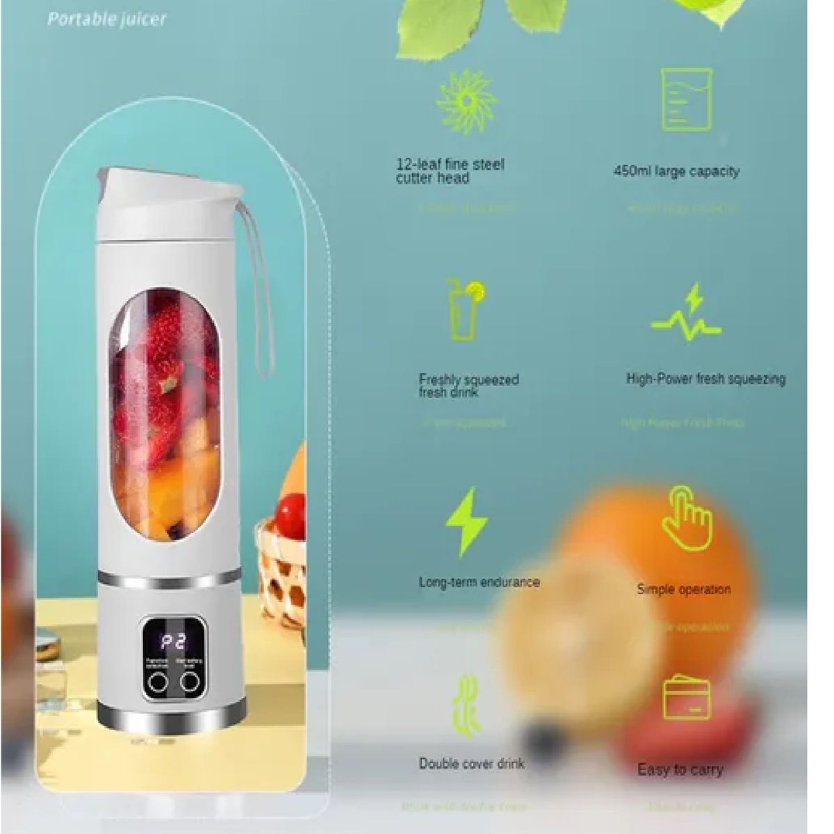 GENERICO - Mini Licuadora Personal portatil 3 Modos Ajustables