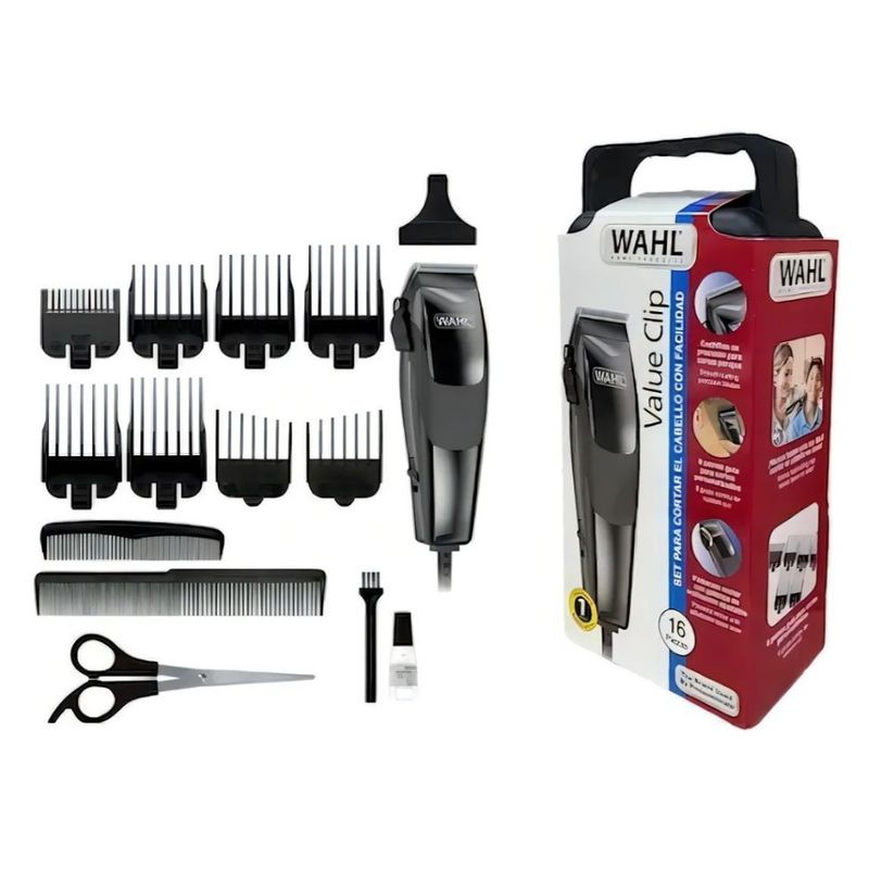 WAHL - Maquina Wahl Value Clip Cortadora Pelo Kit 16 Piezas
