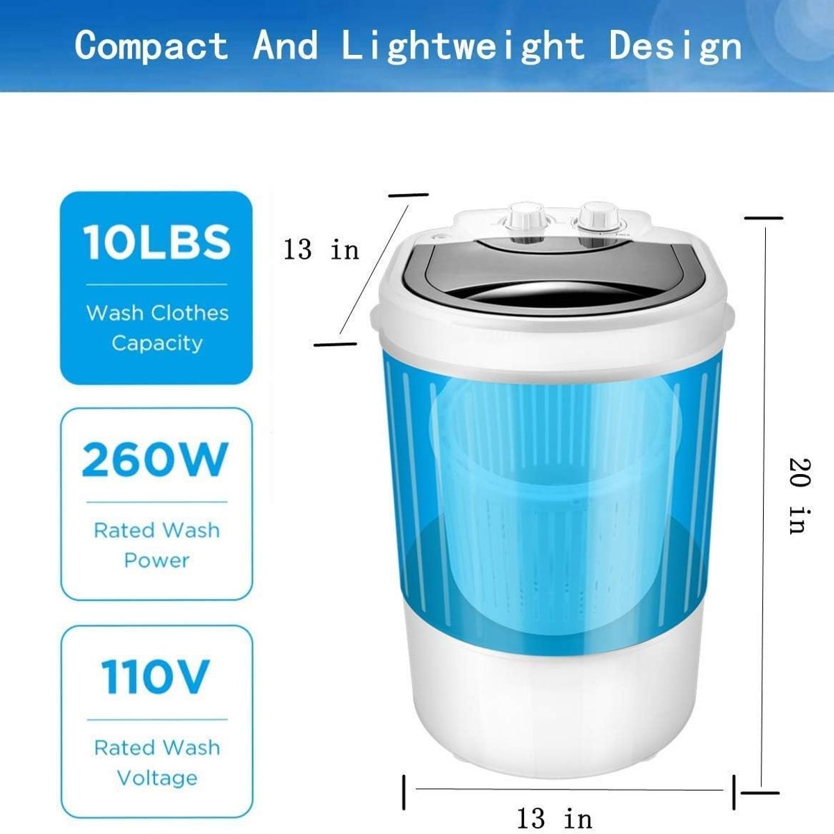 GENERICO - MINI LAVADORA PORTÁTIL SEMIAUTOMÁTICA
