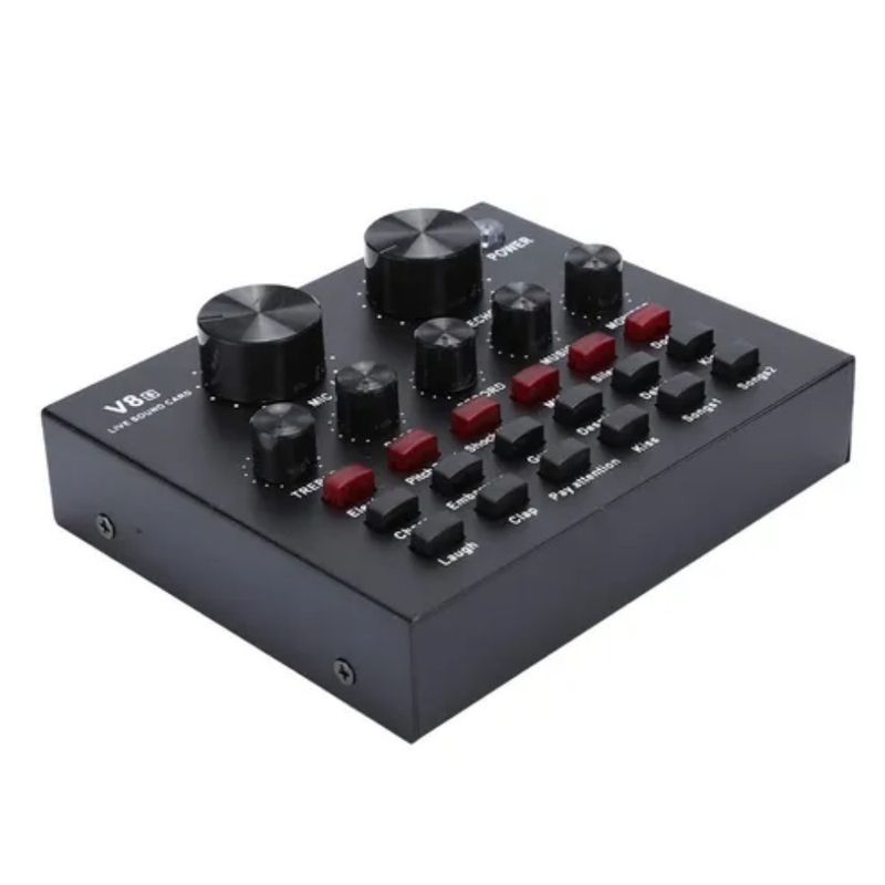 GENERICO - Interfaz De Audio Mixer Card Bluetooth Live Sound Card V8