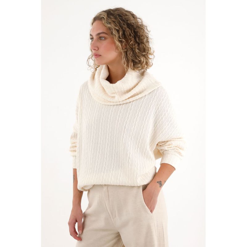 TOPMARK - Buzo de cuello tortuga amplio café para mujer