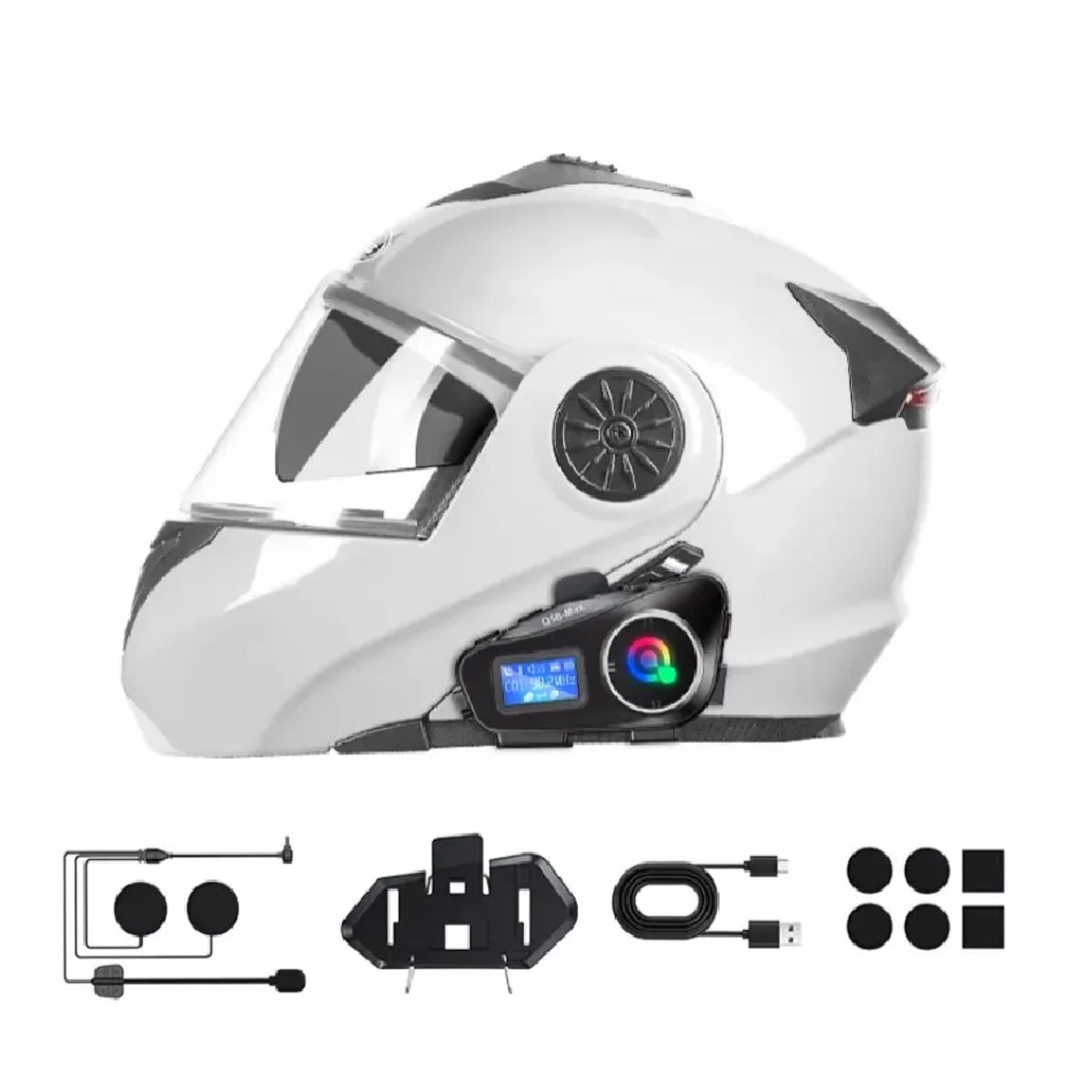 SKY - Intercomunicador Para Moto Q58 Rgb Musica Bluetooth 25 Horas
