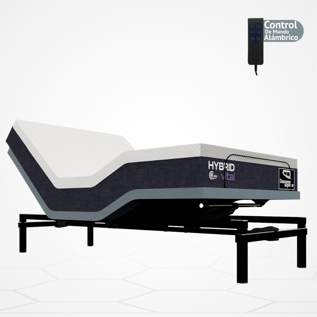 GENERICO - Cama Eléctrica Ajustable EasyBed  Medida 80x200 +Colchon Hybrid Vital