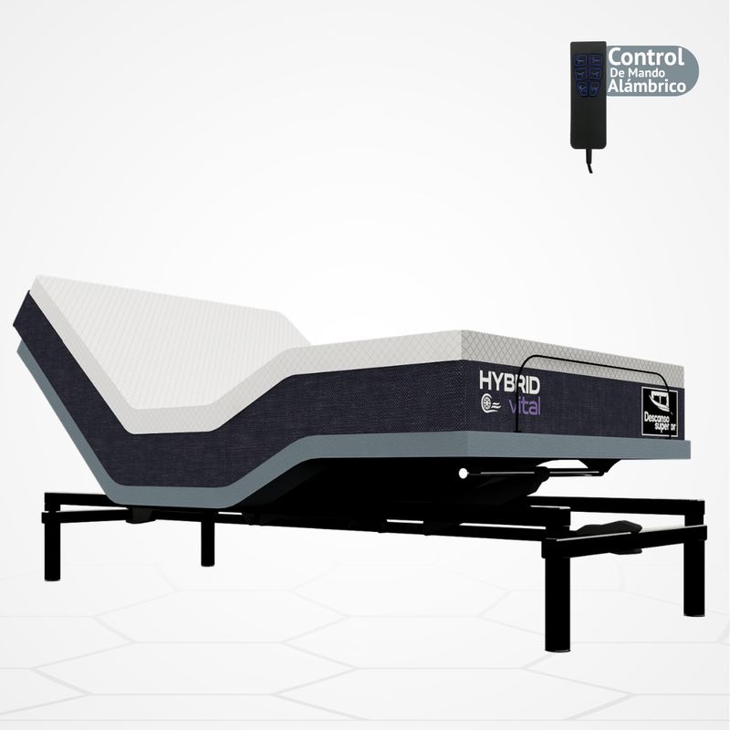 GENERICO - Cama Eléctrica Ajustable EasyBed  Medida 120x200 +Colchón Hybrid Vital