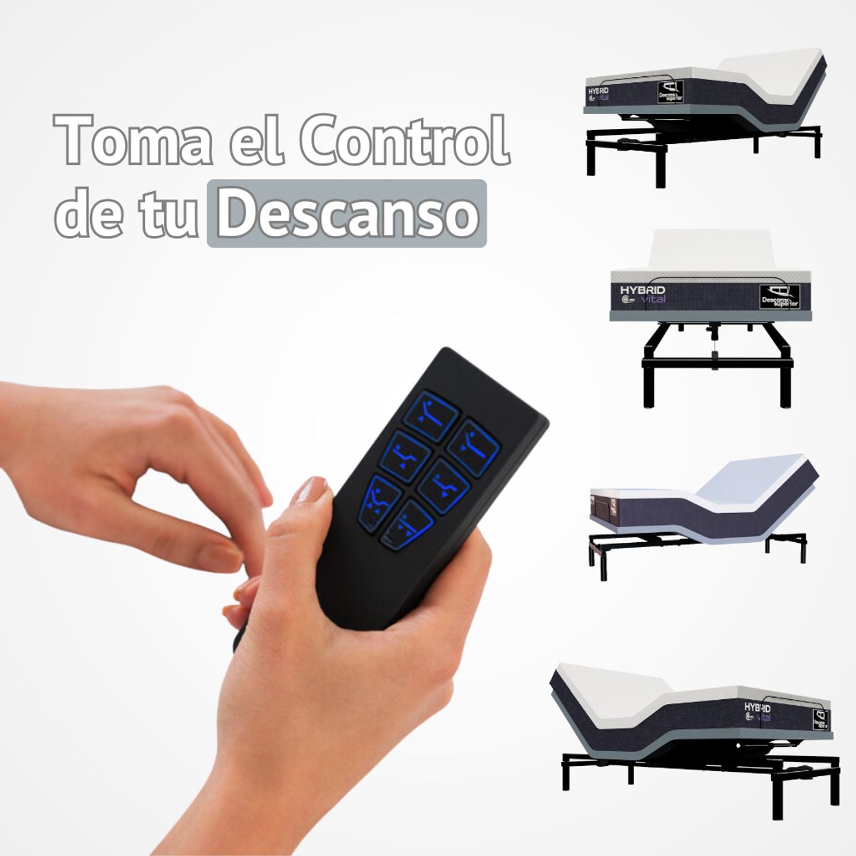 GENERICO - Cama Eléctrica Ajustable EasyBed  Medida 120x190 +Colchón Hybrid Vital