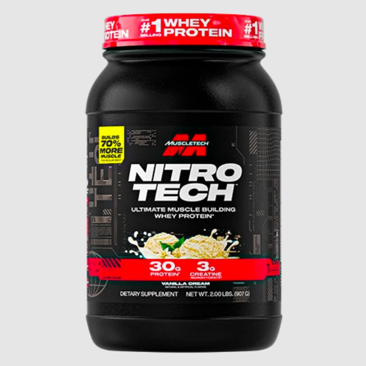 MUSCLETECH - Proteína con creatina Nitro-Tech Whey 2libras Vainilla