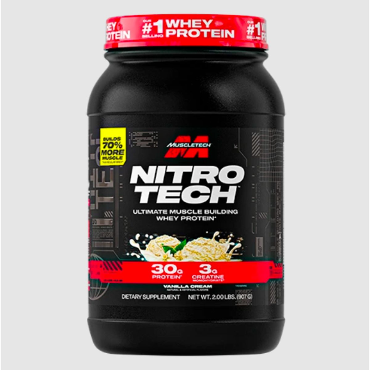 MUSCLETECH - Proteína con creatina Nitro-Tech Whey 2libras Vainilla