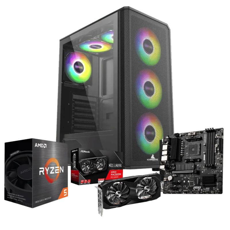 AMD - CPU Master FEB65W: Ryzen 5 5600Gt+ RX6600 8GB+ 16GB DDR4 + SSD 500Gb + F.650w