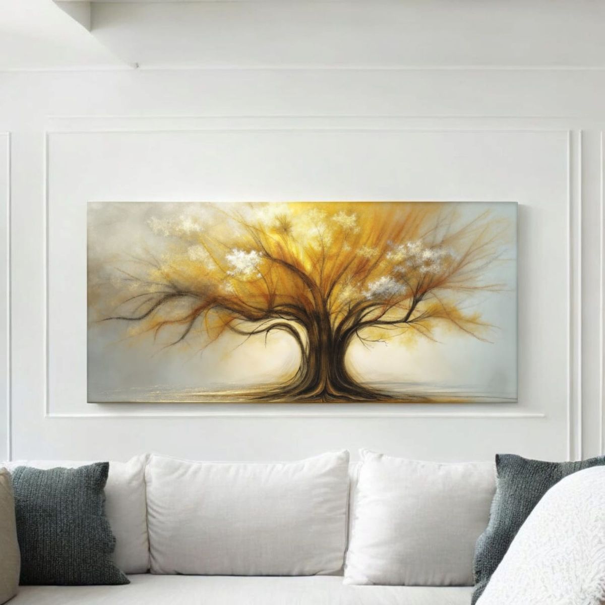 GENERICO - Lienzo Cuadro Decorativo  Para Sala Raíces de Oro 118x55Cm