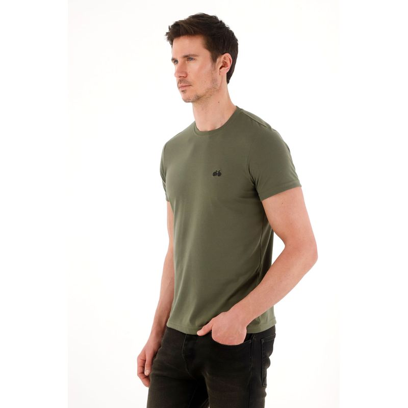 TENNIS - Camiseta básica con bordado localizado verde para hombre