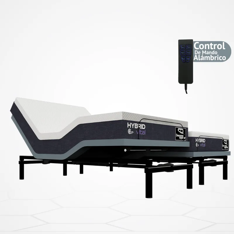 GENERICO - Cama Eléctrica Ajustable EasyBed  Medida 160x190 DIVIDIDA +Colchón Hybrid Vital
