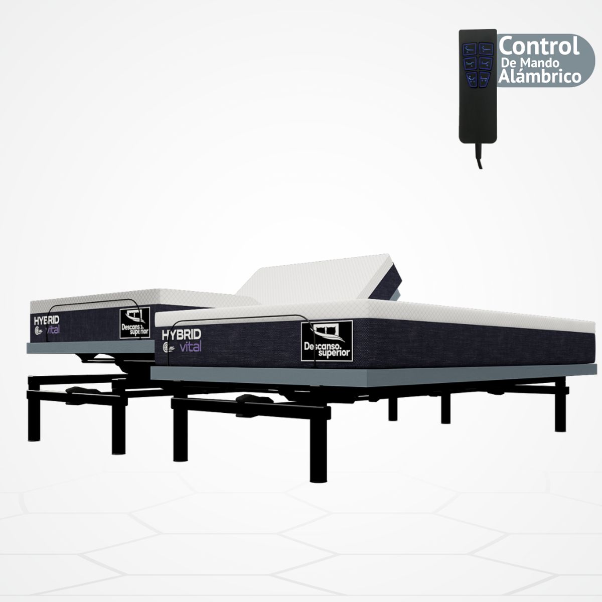 GENERICO - Cama Eléctrica Ajustable EasyBed  Medida 200x200 DIVIDIDA +Colchón Hybrid Vital
