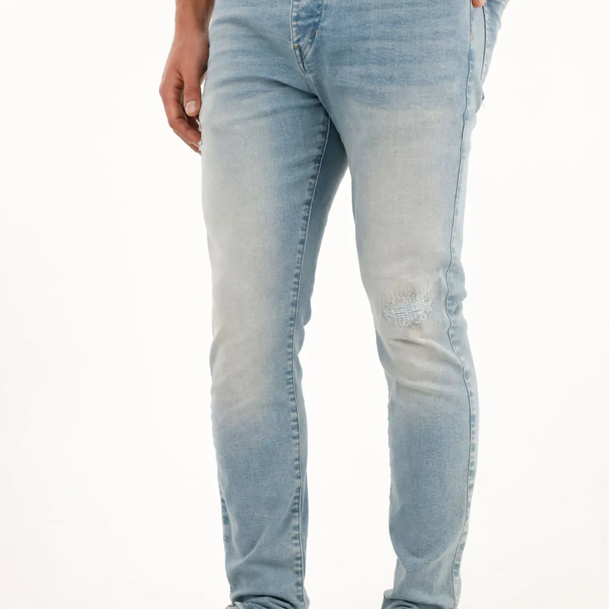 TENNIS - Jean azul Súper Skinny con rotos para hombre